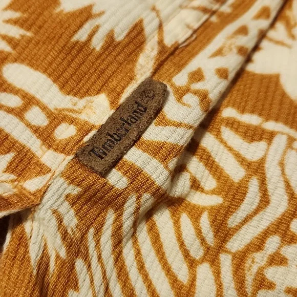 Timberland Hawaiian print button up shirt light orange brown large - Picture 9 of 9
